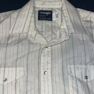 Vintage Wrangler Bushpopper Pearl Snap Shirt X-Long Tails Mens Sz 16x34 Cowboy